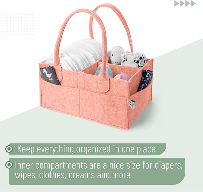 Mr. Pen- Baby Diaper Caddy Organizer, Coral, Nursery Storage Bin and Car Organizer for Diapers and Baby Wipes