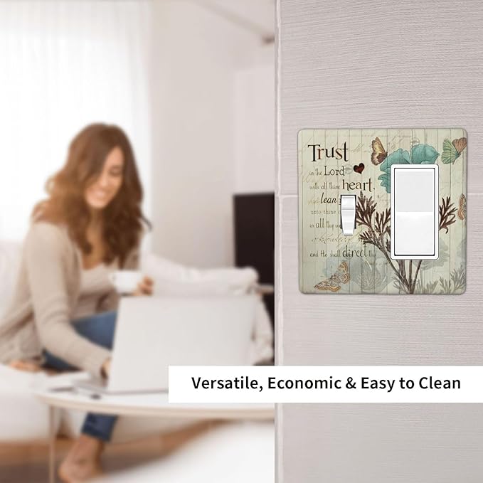 Rustic Elegant Teal Tulip Bible Inspirational Quote Outlet Covers 1 Toggle 1 Rocker Combination Decorative Wall Plate Electrical Switch Plates Light Switch Cover Plate for Farmhouse Bedroom Decor
