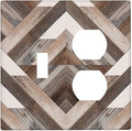 Polygon Collage Abstract Shapes Rustic Wood Panel Print Wallplates 1 Toggle 1 Duplex Switch Plate Electrical GFCI Faceplate Decorative Light Switch Covers for Farmhouse Bedroom Decor