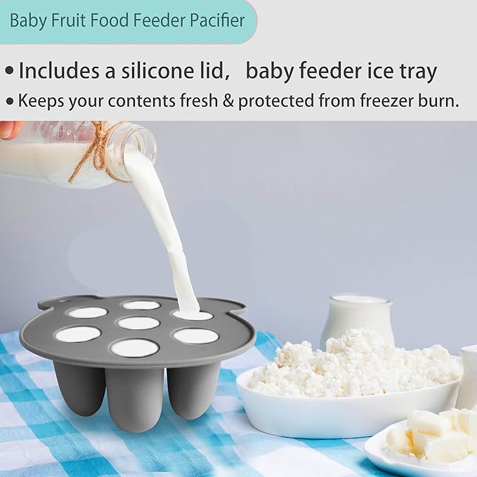 BigSpinach Silicone Baby Food Freezer Tray with Teething Popsicle Molds - Baby Fruit Feeder and Breastmilk Teether Combo