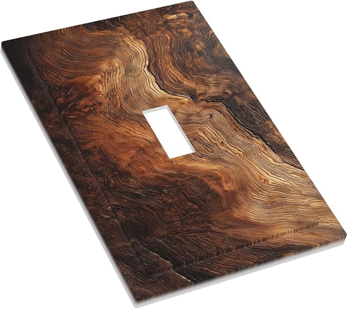 Natural Wood Grain Texture Old Tree Trunk Print Decorative Light Switch Cover 1 Gang Single Toggle Device Electrical Faceplate Switchplates Decorator Outlet Wall Plate for Farmhouse Home Decor
