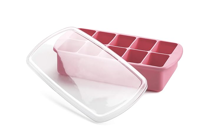 melii Silicone Baby Food Freezer Tray with Lid | 10 x 2oz Portion Cubes – Breastmilk & Homemade Puree Storage Container – BPA Free, Microwave, Freezer & Dishwasher Safe – Baby Registry Must (Pink)