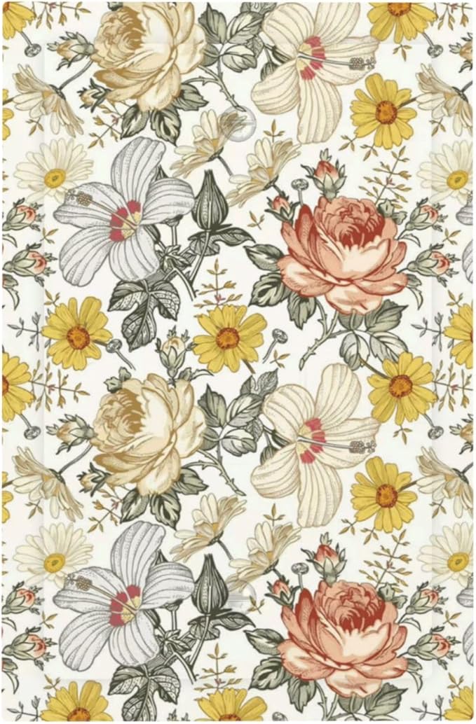 Multicolor Peony Daisy Vintage Floral Flower Light Switch Cover Plate 1 Gang No Device Blank Electrical Wall Plates Faceplate Decorative Switch Plate for Bedroom Living Room Decor