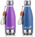 9 oz Water Bottle Stainless Steel Double Wall Vacuum Insulated Sports Water Bottle for Kids, Small Mini Cola Shape Water Bottle Leak Proof (Purple-Royal Blue)