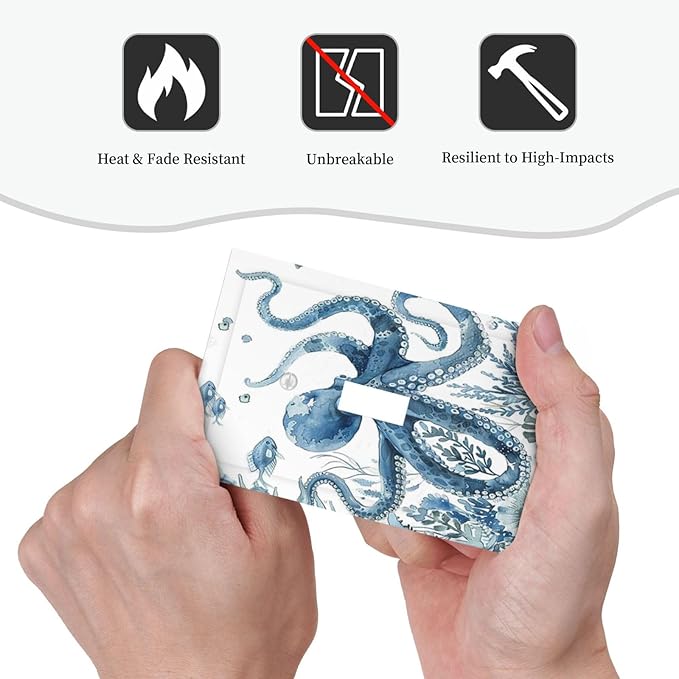 Blue Octopus Squid Seahorse Coral Watercolor Wild Sealife Decorative Light Switch Cover 1 Gang Single Toggle Device Electrical Faceplate Switchplates Decorator Outlet Wall Plate for Bathroom Kids Room