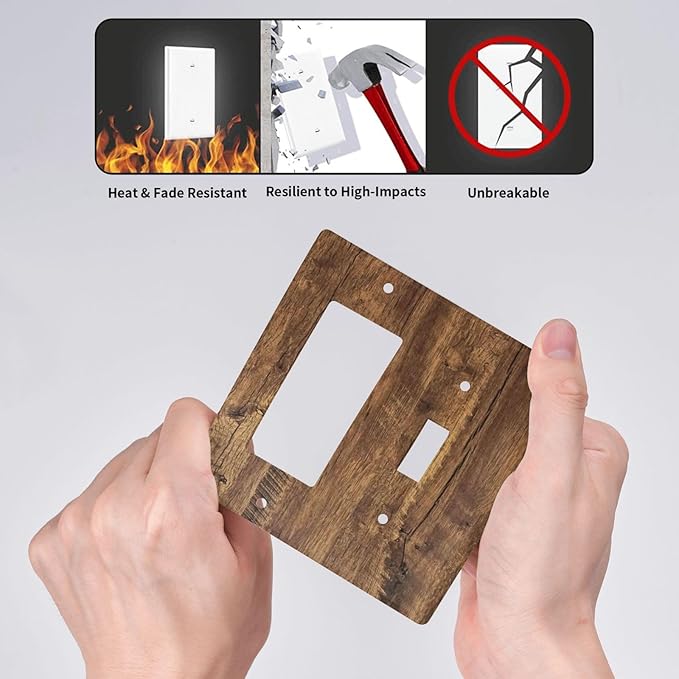 Rustic Old Wood Brown Crack Tree Tumor Print Outlet Covers 1 Toggle 1 Rocker Combination Decorative Wall Plate Electrical Switch Plates Light Switch Cover Plate for Farmhouse Home Decor