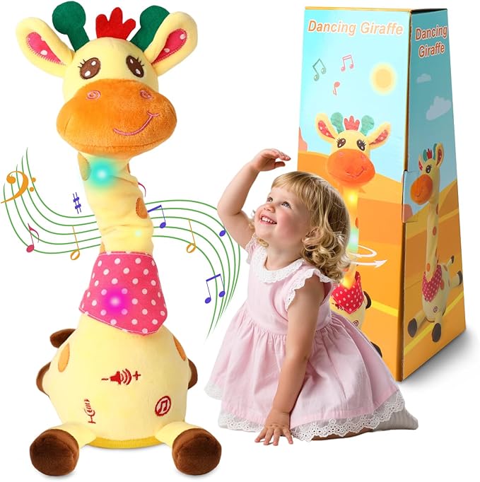 Dancing Giraffe Toy Stuffed Animal Toddlers Gifts for Baby Toys Singing Song Toddlers Toy Repeats What You Say Glowing Musical Toy for Baby Birthday Gift Groovy Giraffe Toy