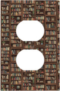 Vintage Library Bookshelf Duplex Wall Plate - 1-Gang Standard US Size Dark Academia Book Lover's Dream Outlet Covers, Cozy Bookshelf for Study Room Decor