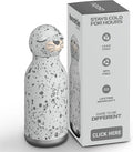 asobu Bestie Bottle Insulated Stainless Steel Water Bottle with Detachable Soft Animal Head Fun Drinking For Kids and Teens with Flexible Reusable Straw 16 Ounce (Seal White)
