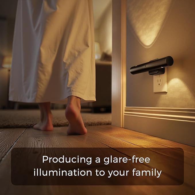 L LOHAS LED Night Light, Night Lights Plug into Wall, Auto Light Sensor 180° Rotating[1-Pack], Brightness Adjustable 0-100Lm, Soft White 3000K, Modern Nightlights for Bathroom, Hallway