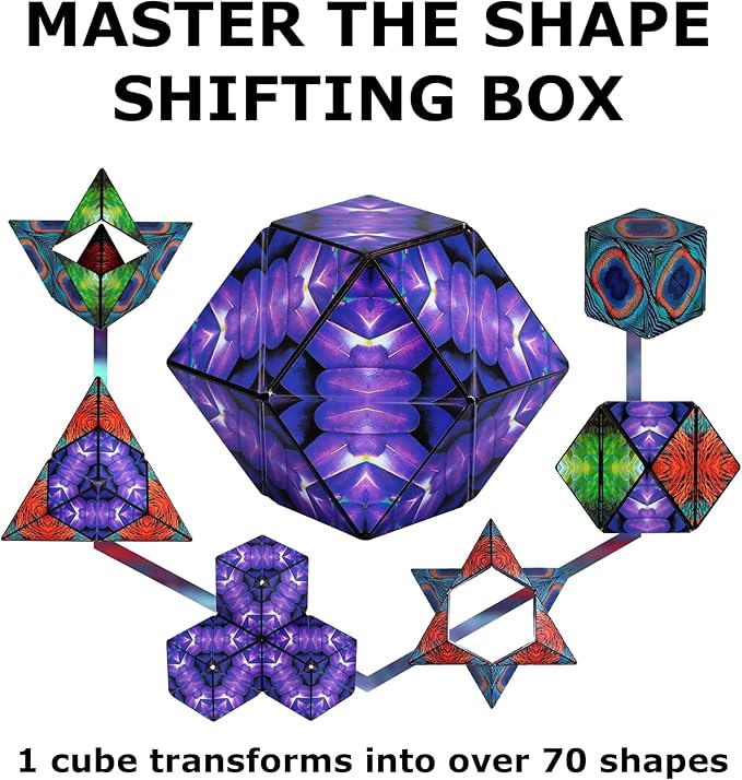 Shashibo Shape Shifting Box - Award-Winning STEM Fidget Toy with Ultra Strong Magnets - Puzzle Cube Transforms Into 100+ Shapes, Perfect Sensory Gift for Kids, Teens, and Adults (Wings)