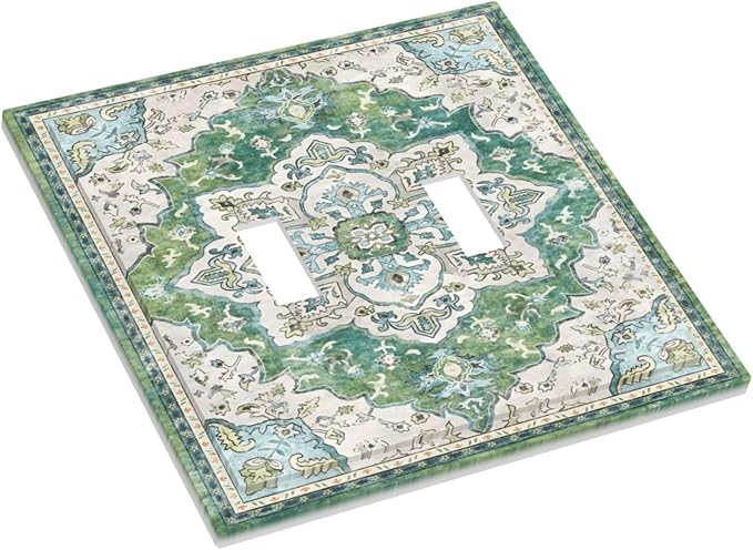 Sage Green Boho Vintage Floral Decorative Switch Plates 2 Gang Double Toggle Outlet Light Switch Cover Wall Plate Electrical Faceplate for Bedroom Living Room Decor