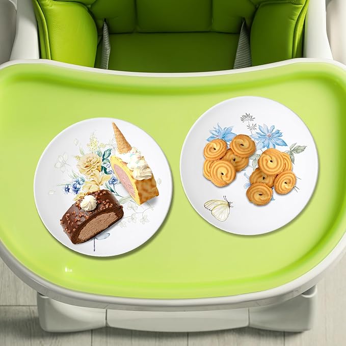 Naozinebi 4 Pcs 10 Inch Spring Theme Flower Plates Melamine Floral Dinnerware Set Reusable Melamine Spring Floral Baby Shower Plate Dishwasher Creatively Drop Resistant Cute Plastic Dish
