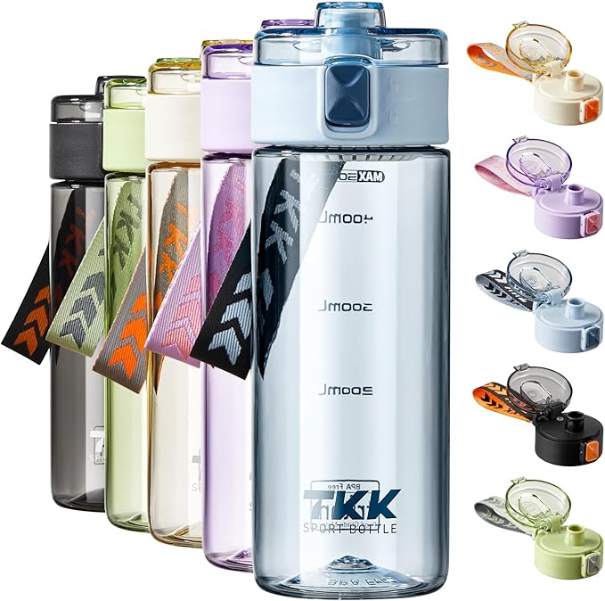 TKK Sports Water Bottle, 17oz Tritan Kid Jug with Leak Proof Lid & Handle Strap & Built-In Infuser - BPA-Free, Easy-Clean Design for Gym, Office & Outdoor Travel, Blue