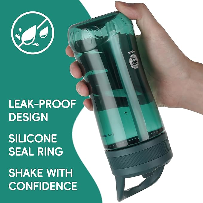 Kids Water Bottle, Dustproof Leakproof Cover, BPA Free Tritan Water Bottle Kids With Volume Markings Drinking 14oz Clear Water Bottle Unique Cat Paw Print Bottom Toddlers, School , Outdoor（Dark Green）