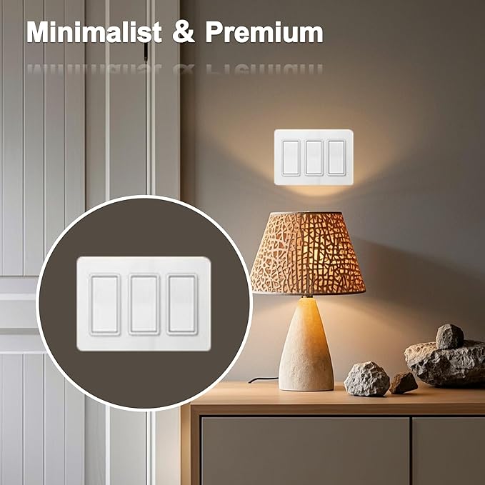 Wall Plates Screwless Design Outlet Covers UL Listed Safe Switch Plates Smooth Touch Wall Plate Covers Modern Look Decor Outlet Cover Plates Pack of 1 White