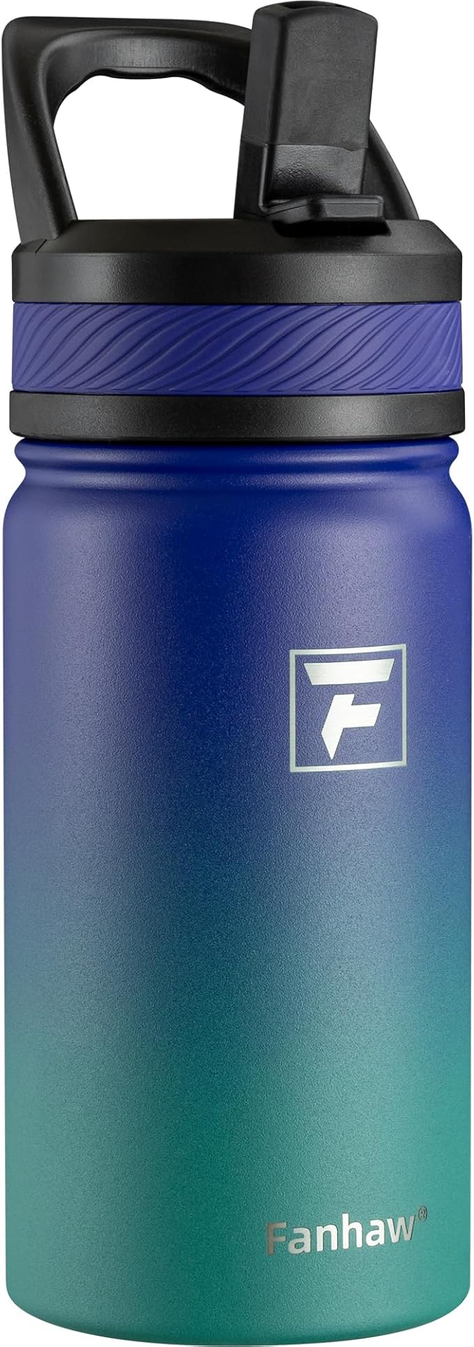 Fanhaw 14 Oz Kids Insulated Water Bottle with Straw Lid – Stainless Steel Double Wall Vacuum, Leak-Proof, BPA-Free Water Bottles for School Boys & Girls(Purple Green)