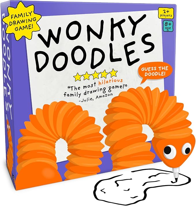 Lucky Egg Wonky Doodles – Hilarious Drawing Games for Family Game Night & Parties – Family Board Games for Adults with Wonky Doodler, 150 Word Cards & Whiteboard – Best Family Games for Ages 8+