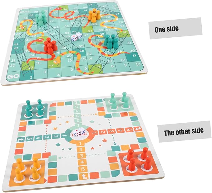 ibasenice 1Set Wooden Chess Board Game for Flying Chess Snakes Ladders Educational Fun for Preschoolers for Learning Activities