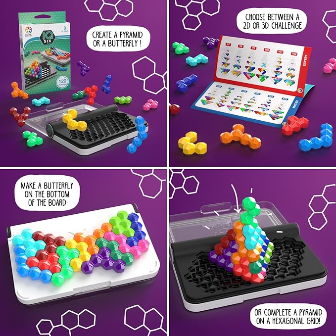 SmartGames IQ Six Pro Travel Game for Kids and Adults, a Skill-Building Brain Game - Brain Teaser for Ages 8 & Up, 120 Challenges in Travel-Friendly Case