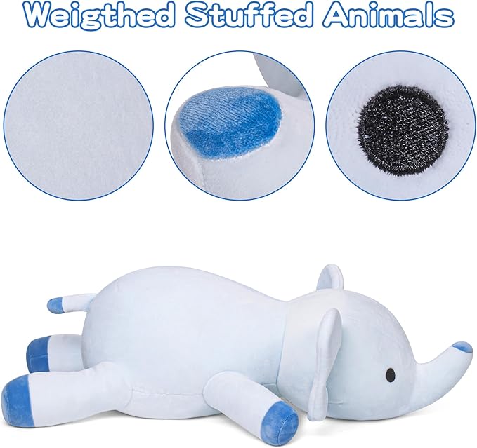 Elephant Weighted Stuffed Animals 24 in 4.2lbs, Comfortable Weighted Elephant Stuffed Animal Plushies Gifts for Adults, Kids, Girls and Boys