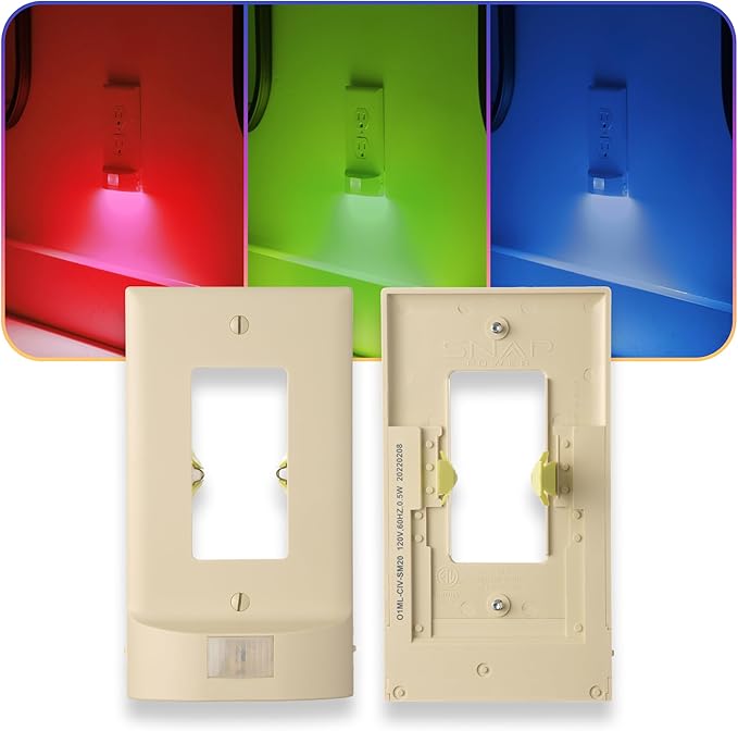 1 Pack - SnapPower Multi-Color GuideLight – Outlet Cover RGB Lights, Customizable Ambient Lighting/Mood Lighting for Home, Kitchen, Gaming Room, Kids Bedroom, Nursery, Holiday Decor (Ivory, Decor)