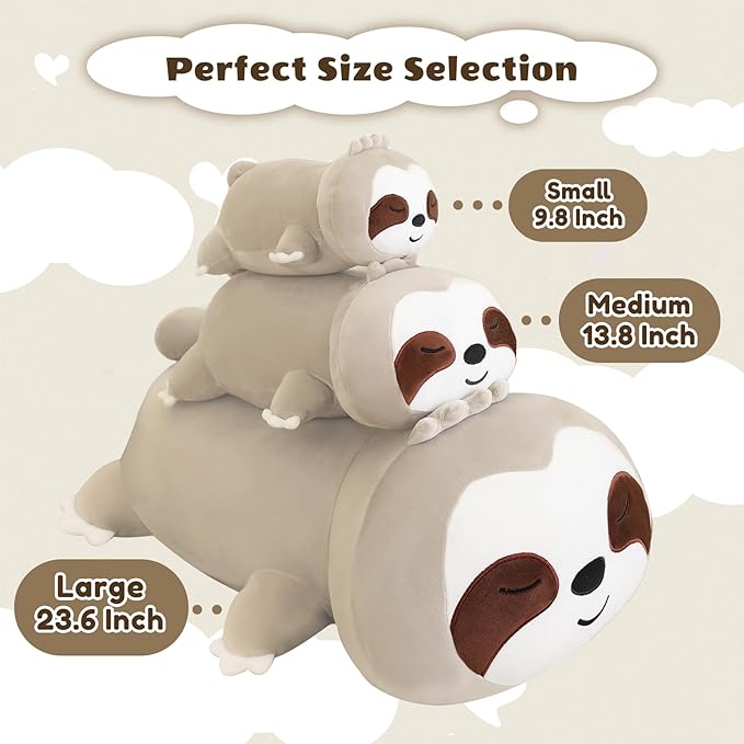 Finebee Weighted Sloth Stuffed Animals, Cute Weighted Sloth Plush, Soft Stuffed Weighted Plushie Pillow Gifts for Girls Boys(23.6" 3.1Lbs)