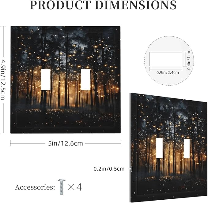 Whimsical Nature Enchanted Forest Landscape Decorative Switch Plates 2 Gang Double Toggle Outlet Light Switch Cover Wall Plate Electrical Faceplate for Bedroom Living Room Decor