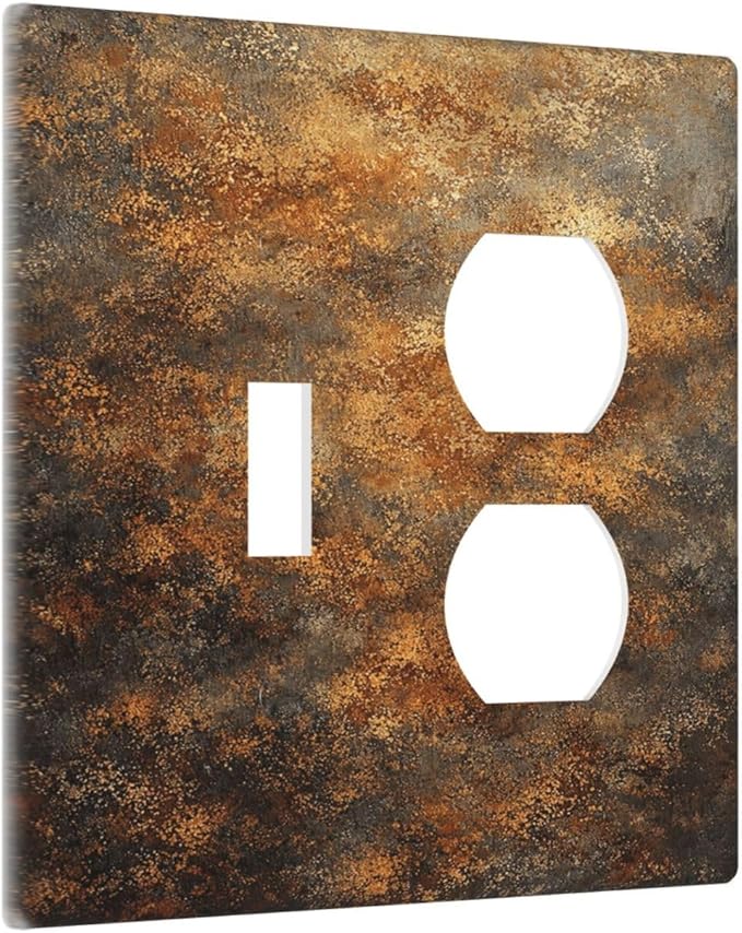 Decorative Outlet Covers Vintage Rust Pattern in Brown gold 2 Gang Light Switch Cover Plate Single Toggle Duplex Wall Plates for Electrical Outlets Switch Plate Covers for Home Decor