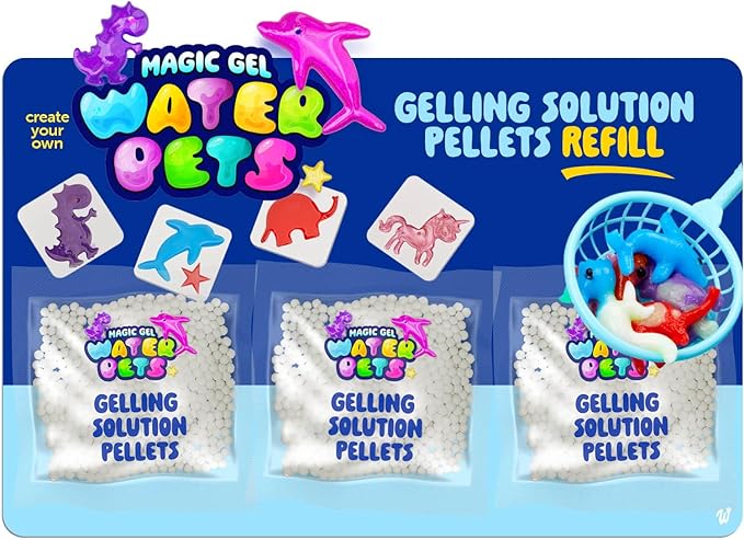 Aqua Fairy Water Pets Solution Refill - 3 Pack Magic Elf Toy Powder Kit - Optimized Solution for DIY Squishy Maker Set - Make Your Own Squishes Toys Craft - Compatible with Most Water Gel Kits