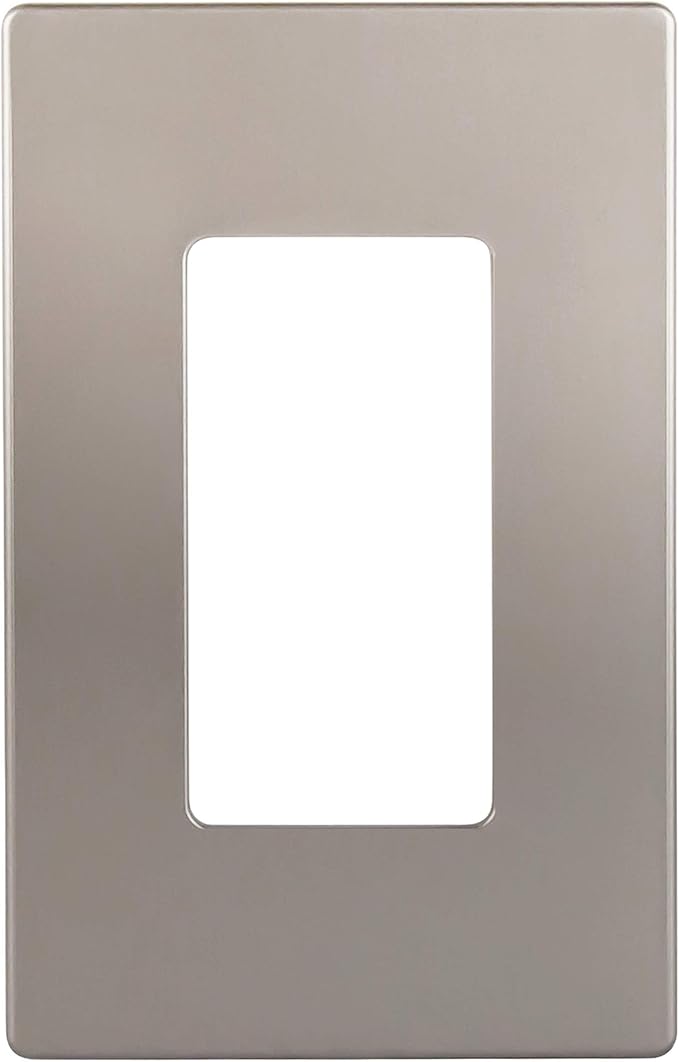 ENERLITES Elite Series Screwless Decorator Wall Plate Child Safe Outlet Cover, Size 1-Gang 4.68" H x 2.93" L, Unbreakable Polycarbonate Thermoplastic, SI8831-NK, Glossy, Nickel