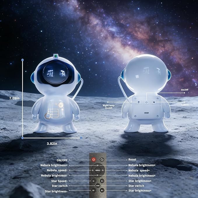 Astronaut Galaxy Projector, 8 Modes Starry Night Light with Remote Control, 360° Adjustable Magnetic Head, 5W LED Nebula Lamp for Bedroom, Kids Room, Game Room, Ceiling, Gift for Christmas Birthday