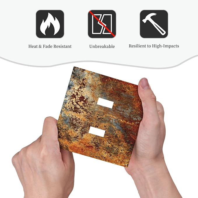Rust Old Rusty Copper Rustic 2 Gang Double Toggle Outlet Light Switch Cover Wall Plate Electrical Faceplate Decorative Dual Device Switchplate