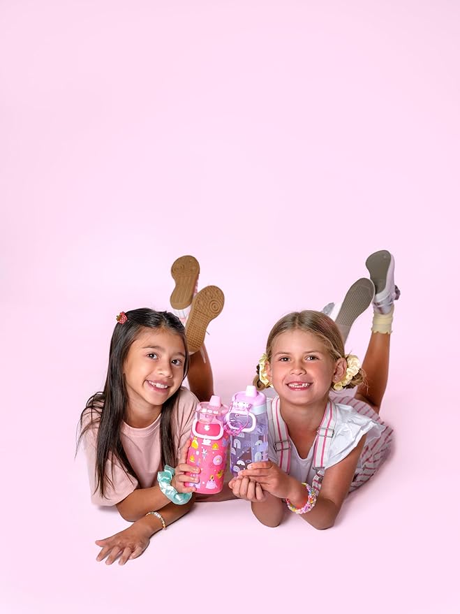 Ello Kids Pop & Fill 16oz Tritan Plastic Water Bottle with Quick Fill Technology, Leak Proof Locking Lid, Sip & Chug, BPA Free, Dishwasher Safe, For School, Lunchboxes, Royal Palace