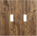 Rustic Brown Wood Distressed Wood Print Decorative Switch Plates 2 Gang Double Toggle Outlet Light Switch Cover Wall Plate Electrical Faceplate for Farmhouse Home Decor