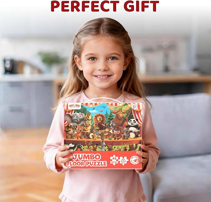 BenBen Floor Puzzles for Kids, 48 Piece 2 x 3 feet Forest Animals Puzzles for Kids Ages 4-6, Large Jigsaw Puzzles for Toddlers, Gift for Boys Girls