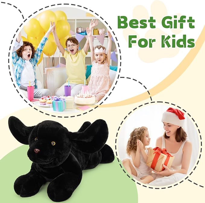 BENINY Giant Black Lab Stuffed Animal 31.5 Inch, Big Realistic Stuffed Labrador Dog Plush Toy, Puppy Throw Pillow Gift for Kids