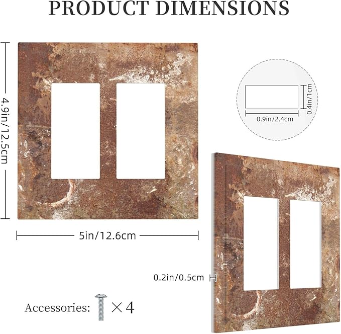 Decorative Outlet Covers Shabby Old Aged Rusty Antique Brass Metal 2 Gang Double Gfci Rocker Electrical Wall Panels Light Switch Cover Plate For Farmhouse Cabin Decor