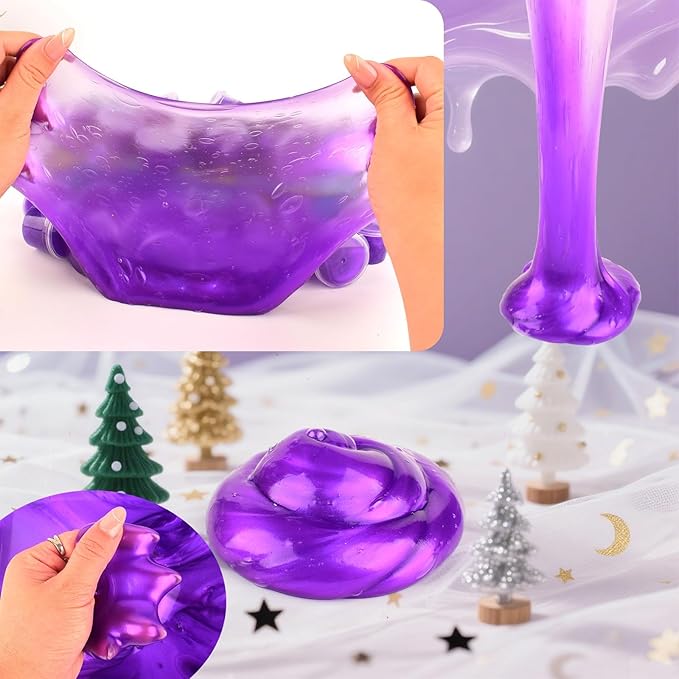 Galaxy Slime 24 Pack – Valentines Purple Slime Party Favors, Non-Sticky, Soft & Smooth for Birthday, Classroom Rewards, Stocking Stuffers, Goodie Bag Stuffer,Easter Basket Stuffers for Kids