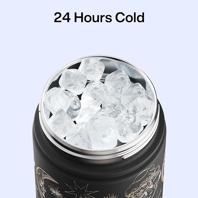 ENCOOL Insulated Water Bottle with Straw Stainless Steel Water Bottle, Leak-Proof, BPA-Free, Double Wall Vacuum Keeps Cold for 24 Hours for Sports, Travel, School (26 oz, Solar Veil)