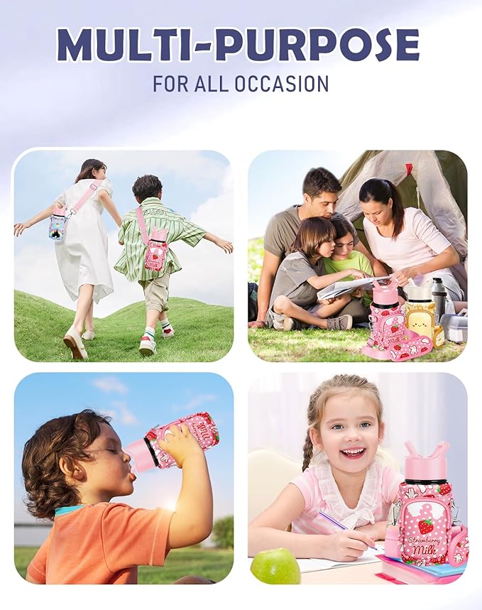 Miss Adola Water Bottle Carrier with Strap - Insulated Kids Water Bottle Holder for Boys Girls Bottle Bag for 10-18Oz