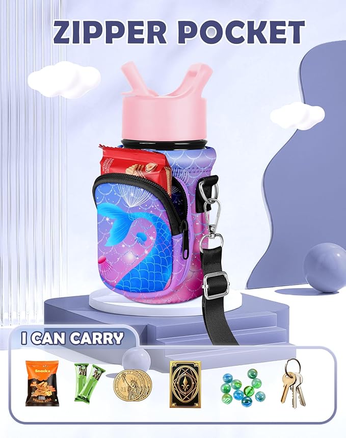 Miss Adola Water Bottle Carrier with Strap - Insulated Kids Water Bottle Holder for Boys Girls Bottle Bag for 10-18Oz