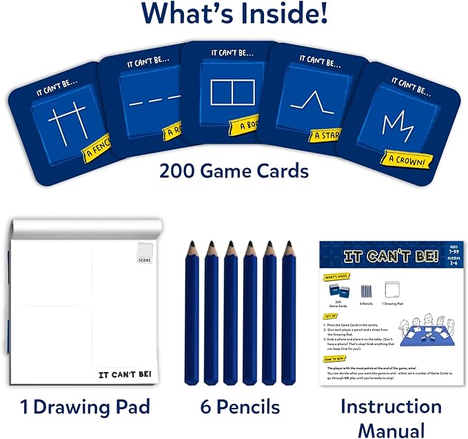 Skillmatics Card & Board Game - It Can't Be, Fast-paced Fun, Hilarious Drawing Game, Perfect For Families, Parties, and Game Nights, Race to Doodle, Gifts for Kids, Teens, Adults Ages 7, 8, 9, 10 & Up