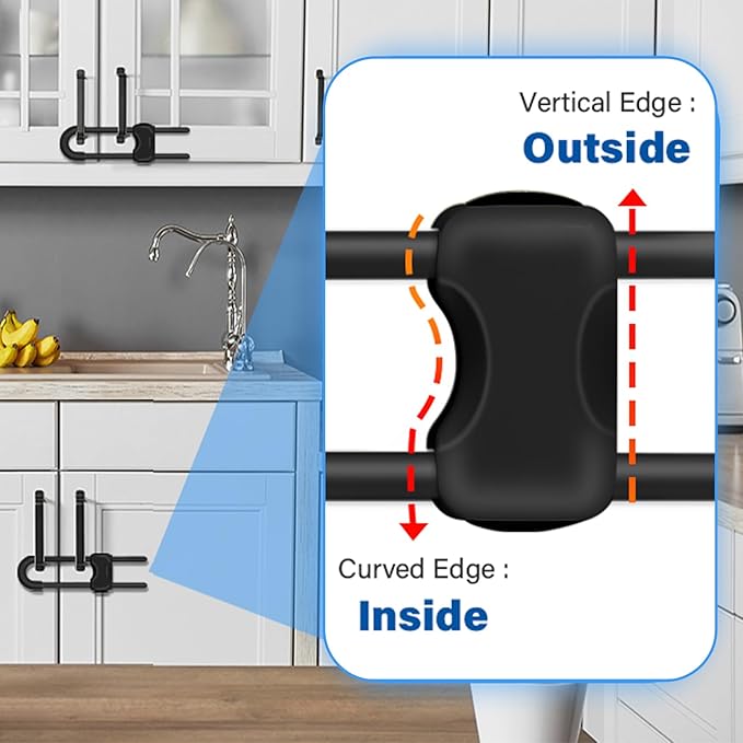 Baby Proofing Cabinets,Cabinet Locks for Babies,2 Pack U-Shaped Child Locks for Cabinets, Child Proof Cabinet Latches,Child Safety Cabinet Locks with Adjustable by SPISPI (Black)