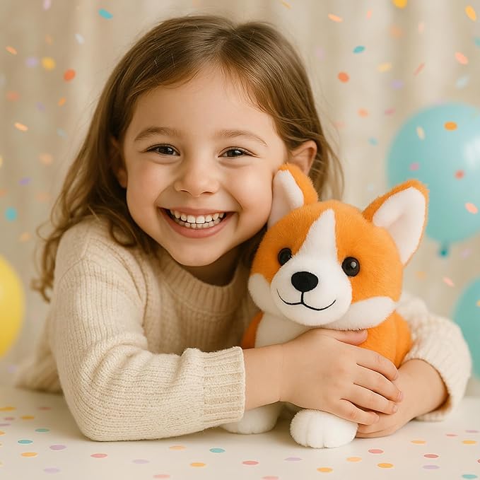 WEIGEDU Corgi Plush Toy, 12 Inch Cute Stuffed Animal, Soft Kawaii Dog Pillow, Realistic Welsh Corgi Puppy, Gifts for Kids and Dog Lovers, Orange and White