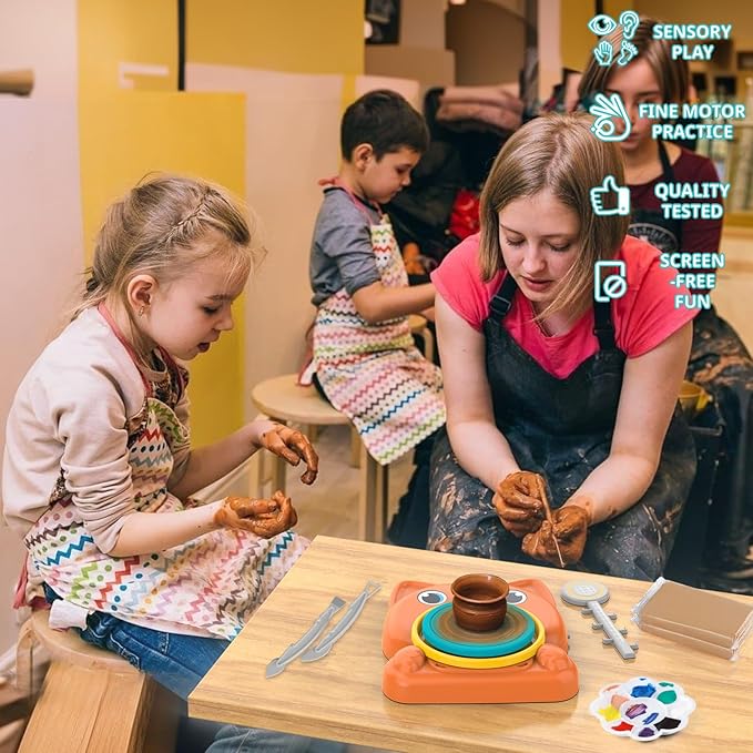Aujazyble Pottery Wheel for Kids - Complete Pottery Painting Kit Art Supplies Arts and Crafts for Girls Boy Kids Toy, Birthday Halloween Christmas Gift for Kids Ages 6 7 8 9 10 11 12+, (Dog)