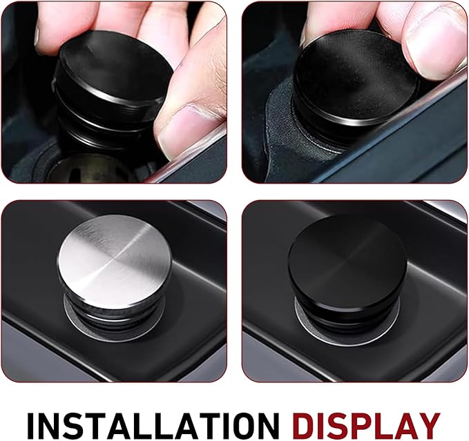 WZP Cigarette Lighter Plug Cover, Aluminum Cigarette Lighter Socket Cover Cap, Dustproof Waterproof Plug Covers Replacement, Universal for Car Power Port Outlet with Standard 12V Power Source (Black)