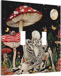 Mushroom Skull Skeleton Moon 2 Gang Double Toggle faceplate Decorative Light Switch Cover Star Plants Flora Electrical Switchplate Faceplate for Kitchen Bedroom Bathroom Standard Size