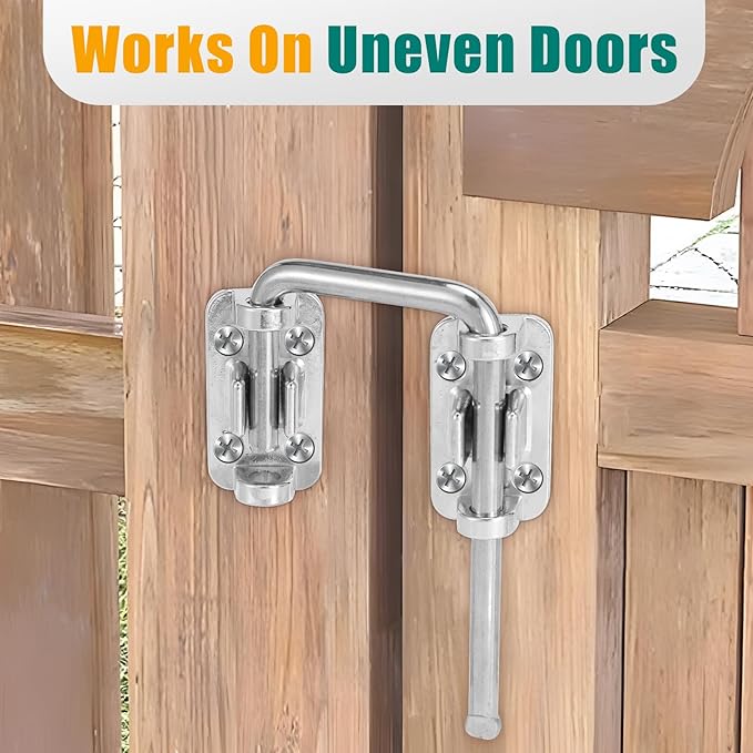 HBL' Sliding Glass Door Lock, Patio Sliding Door Child Lock & Loop Latch – Flexible for Uneven Doors, 2-3/8" Hardened Steel, Extra Home Security, Silver, 1 Pack