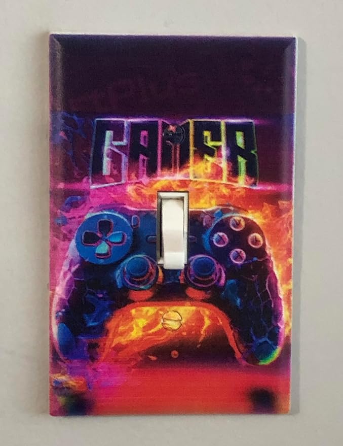 Cool Light Switch Plate Cover for Teens Room Fun Novelty Gift Decorative Decor Bedroom (Video Gamer)